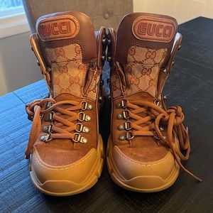 Authentic Gucci Flashtrek GG Supreme Lace Up Boots